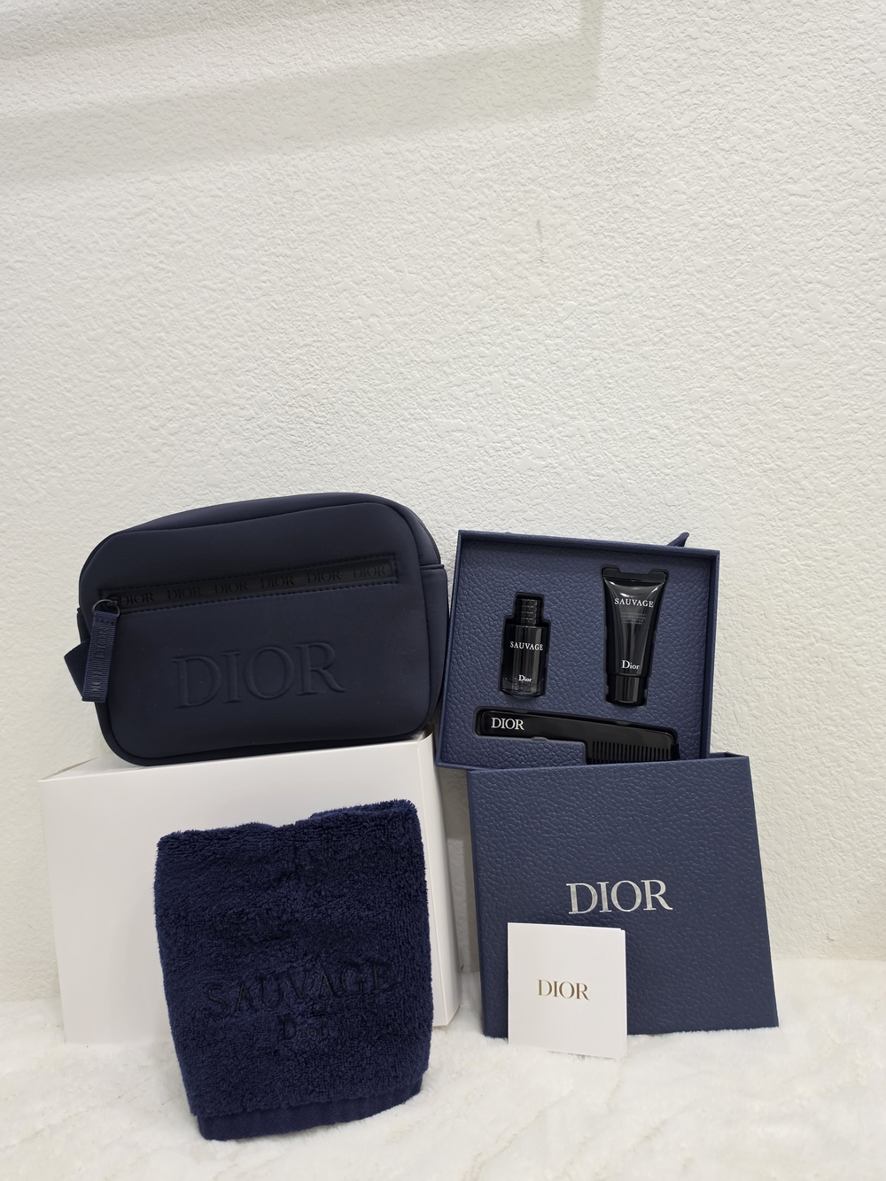 Dior Navy Men's Toiletry Travel Kit with Grooming Accessories